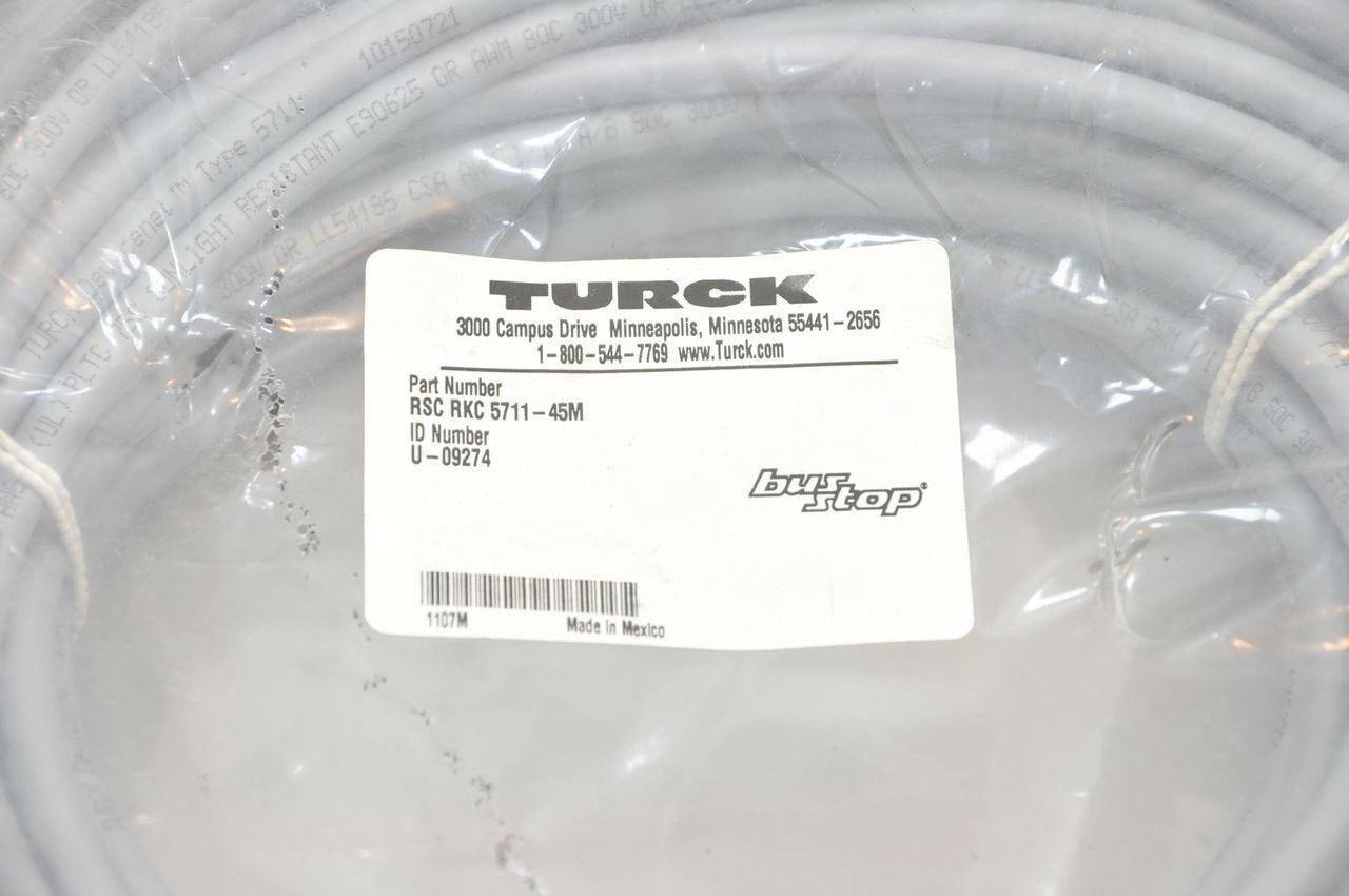 Turck U09274 RKC571145M Busstop Cable 5 Pin Male/Female NEW