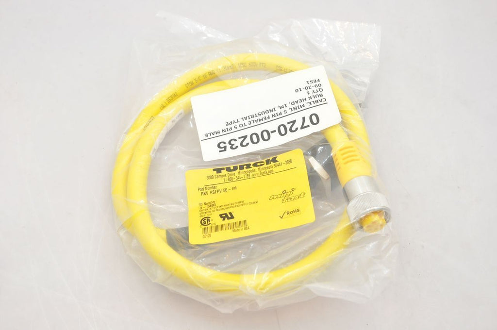 Turck RKV RSFPV 56-1M Mini Fast 5 Pin Cable Male/Femal NEW