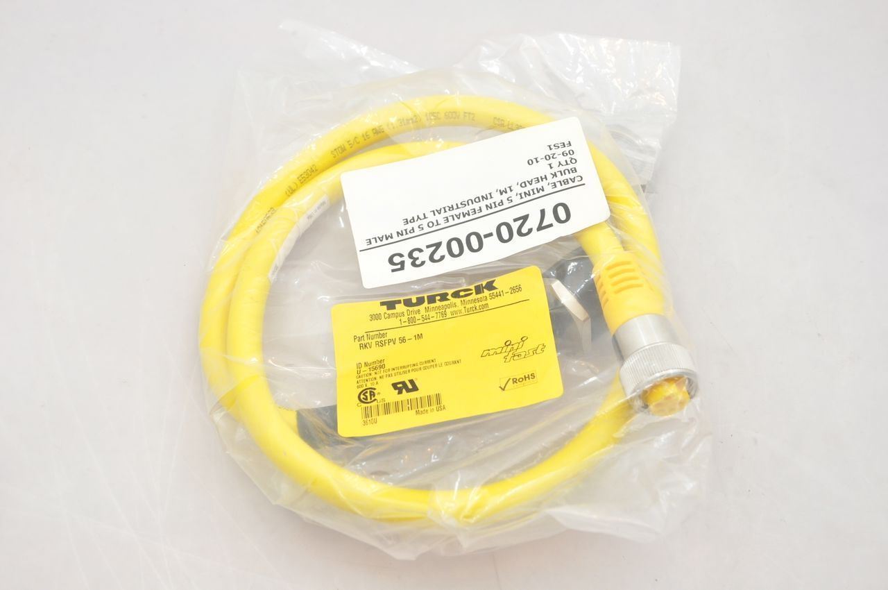 Turck RKV RSFPV 56-1M Mini Fast 5 Pin Cable Male/Femal NEW