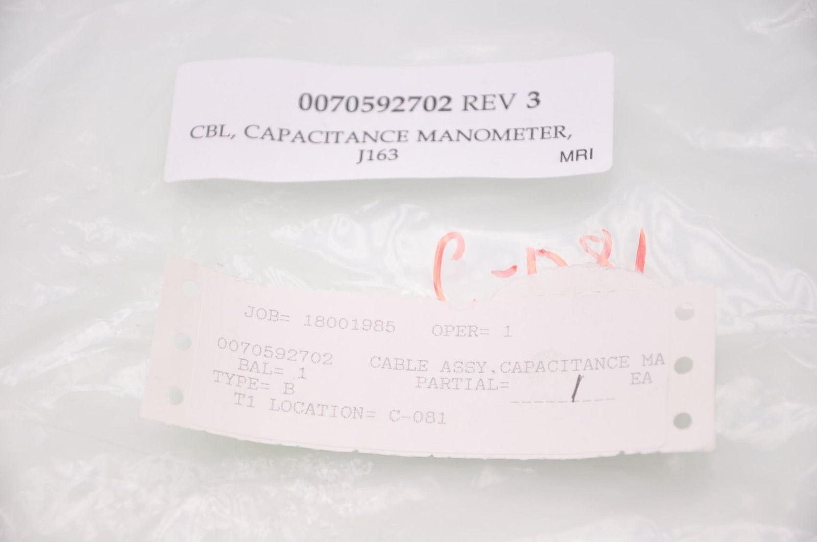 MKS ITT Cannon Capacitance Manometer Cable 0070592702