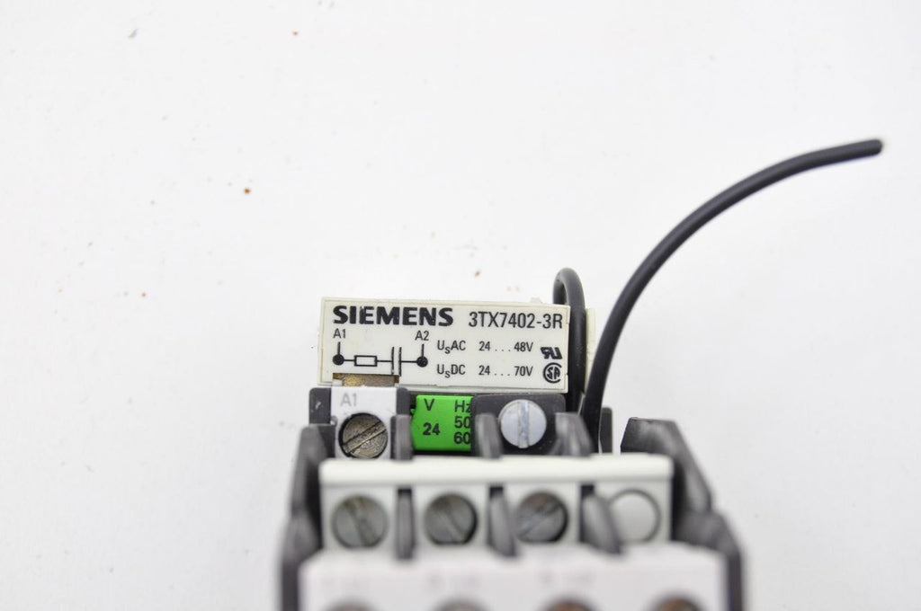 Siemens 3TF4022-0A 24VDC Coil Magnetic Contactor W/ 3TX7402-3R Surge Suppressor
