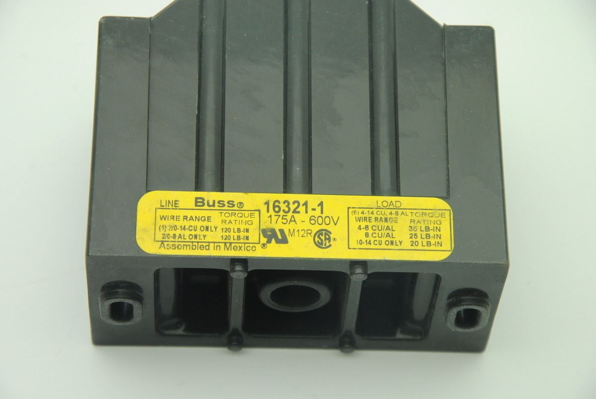 Bussman 16321-1 Terminal Block, 1-Position, 14-4 AWG - Lot of 2