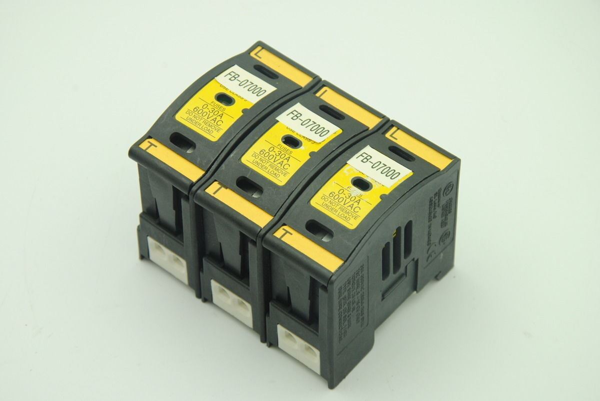 Bussman JTN60030 Class J Fuseholder, 30A, 600V, Din Rail Mounting - Lot of 3