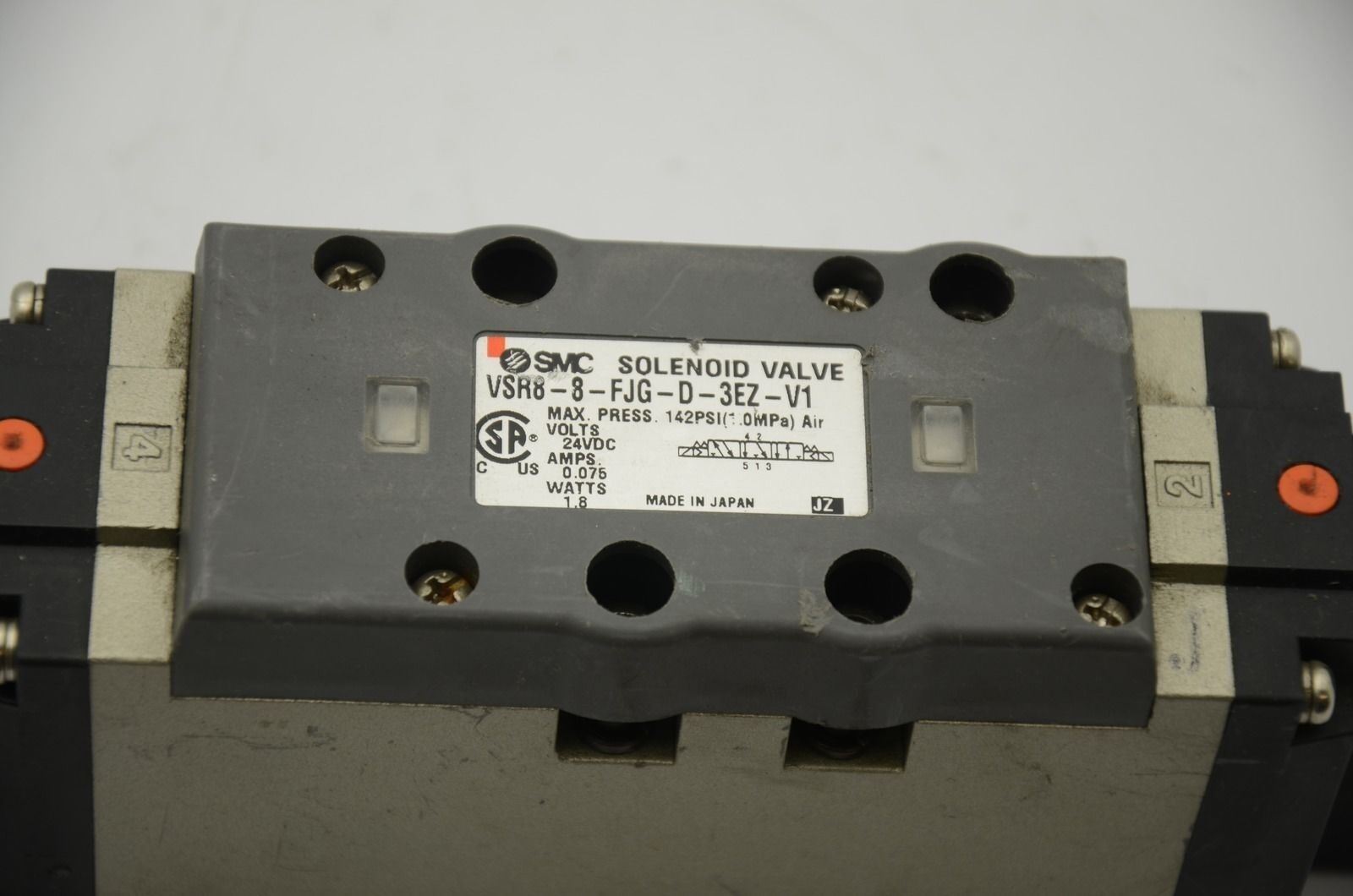 SMC VSR8-8-FJG-D-3EZ-V1 Pneumatic Solenoid Valve, 142PSI, 24VDC