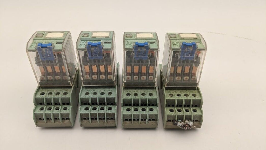 Releco C4-A40 DX Relay 10A 380VAC W/ S4-B Socket 24VDC Coil Lot of 4