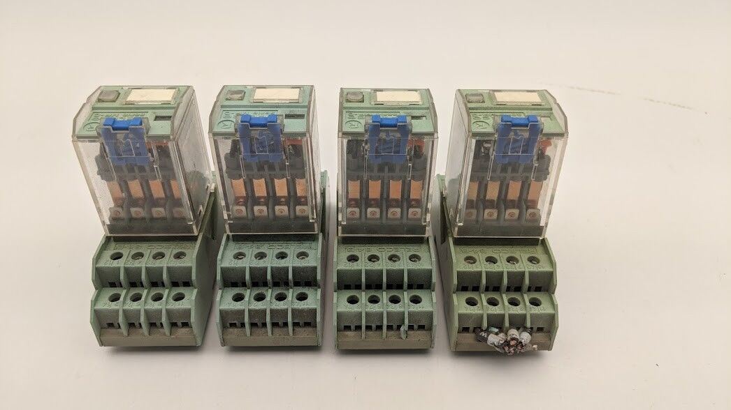 Releco C4-A40 DX Relay 10A 380VAC W/ S4-B Socket 24VDC Coil Lot of 4