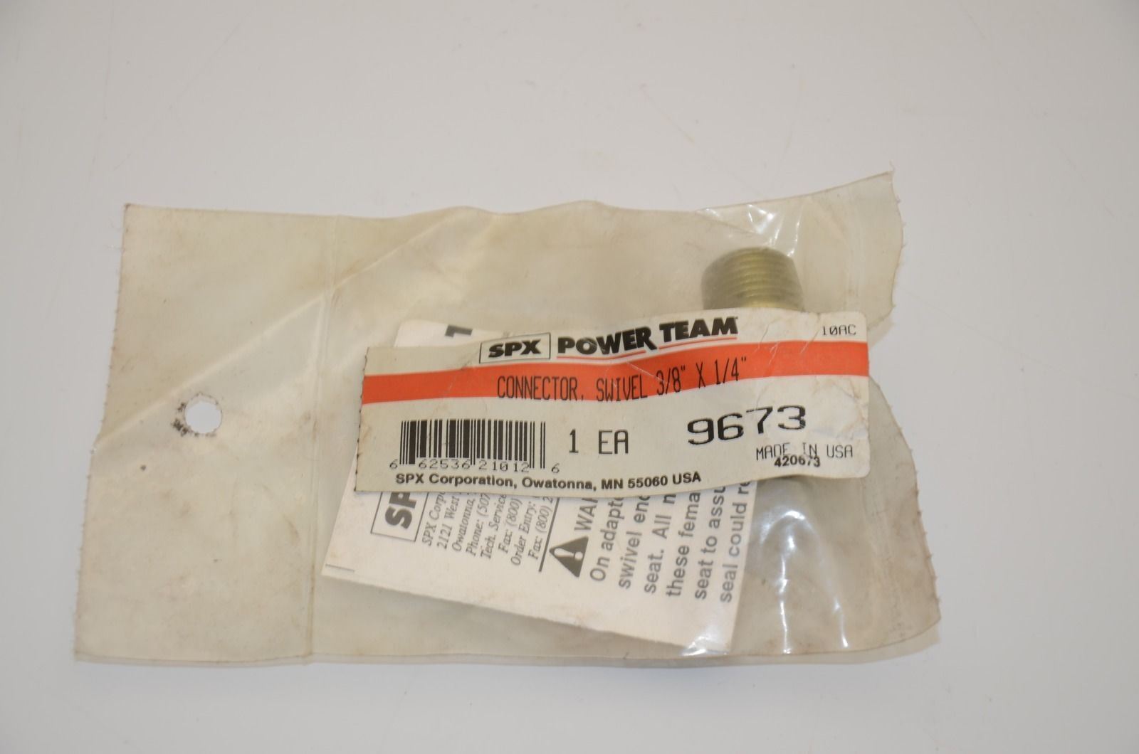 POWER TEAM 9673 Swivel Connector, 3/8" NPSM M, 1/4" NPSM F - Lot of 8 - NEW
