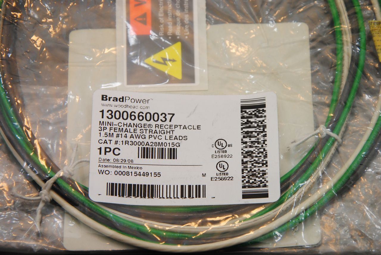 Brad Power / Molex 1300660037 Mini-Change 3-Pole Receptacle, 14AWG, 1.5M L