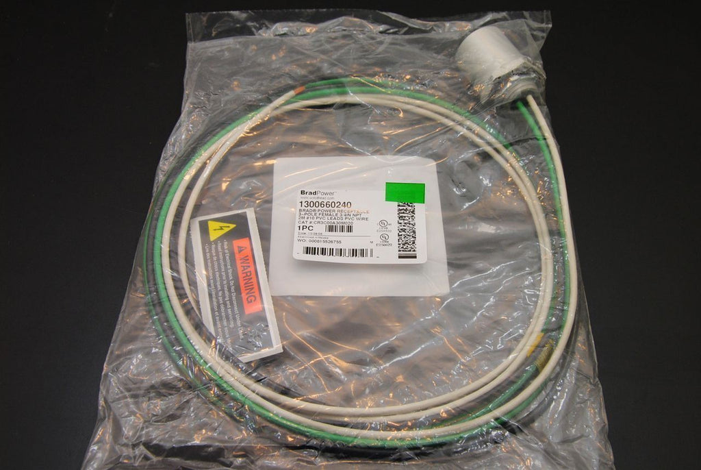 Brad Power Molex 1300660240 3-Pole F Power Recept, 3/4"NPT, 10AWG, 2M L - NEW