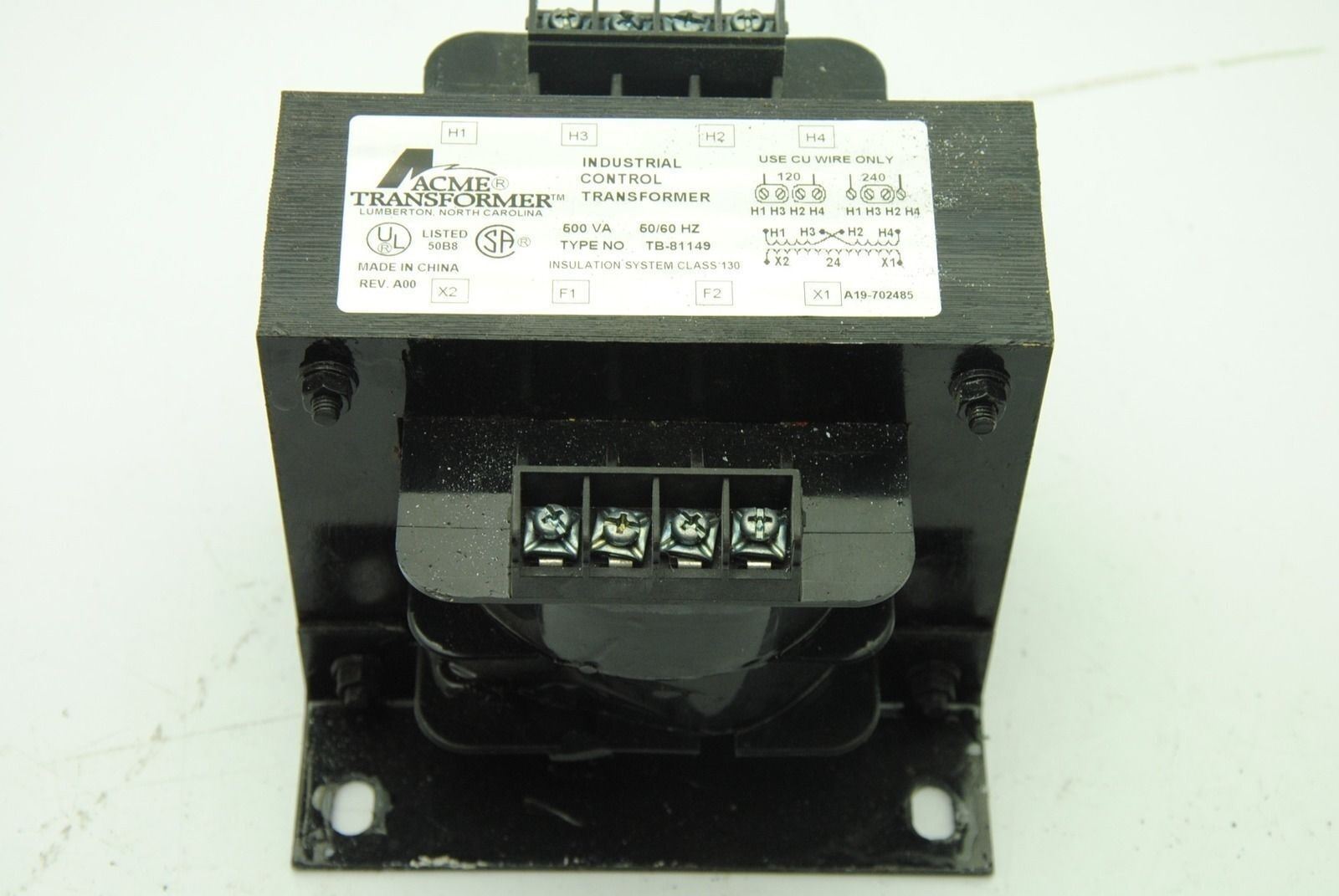 ACME TRANSFORMER TB-81149, Control Transformer 500VA 50/60Hz