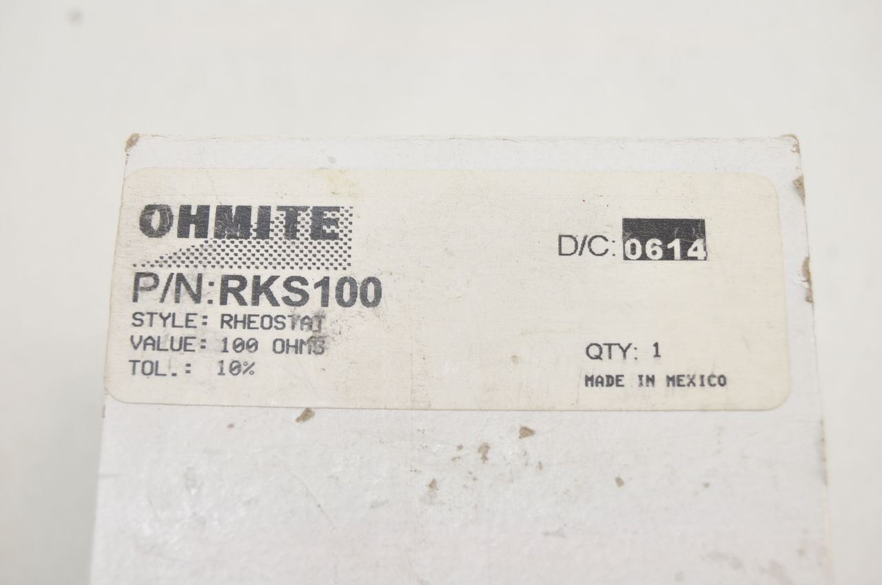 Ohmite RKS100 1A Max 100Ohm Rheostat NEW