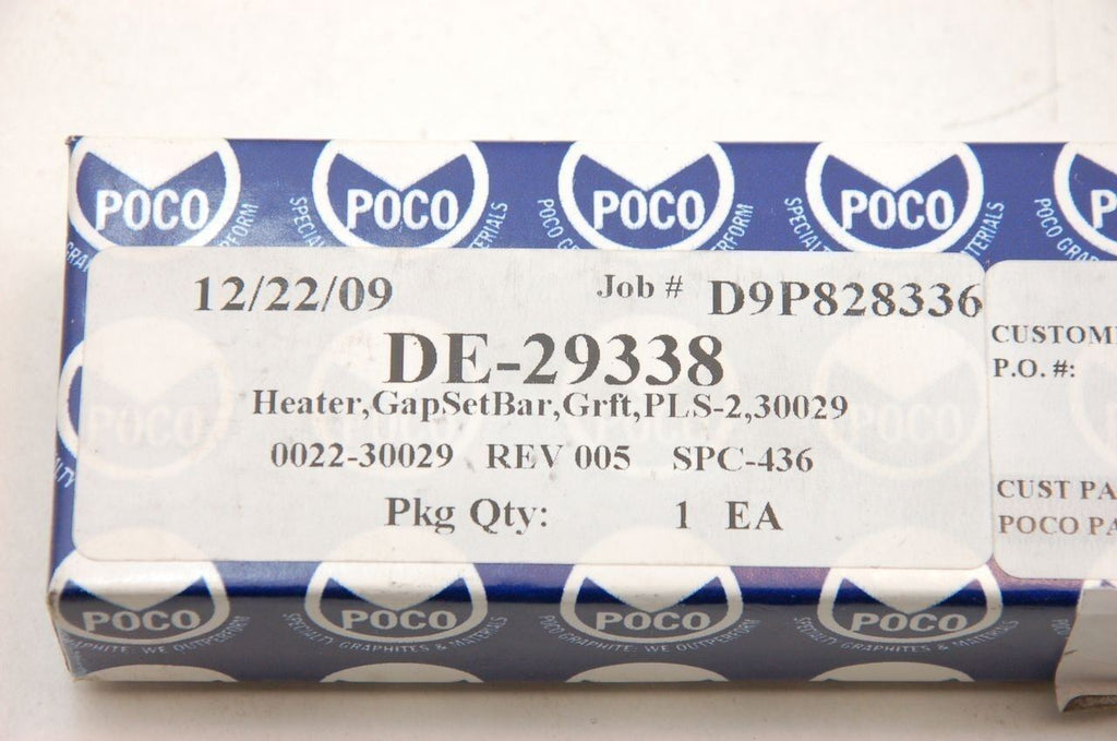 Poco Graphite Corp Gap Set Heater Bar DE-29338 Lot of 2 New