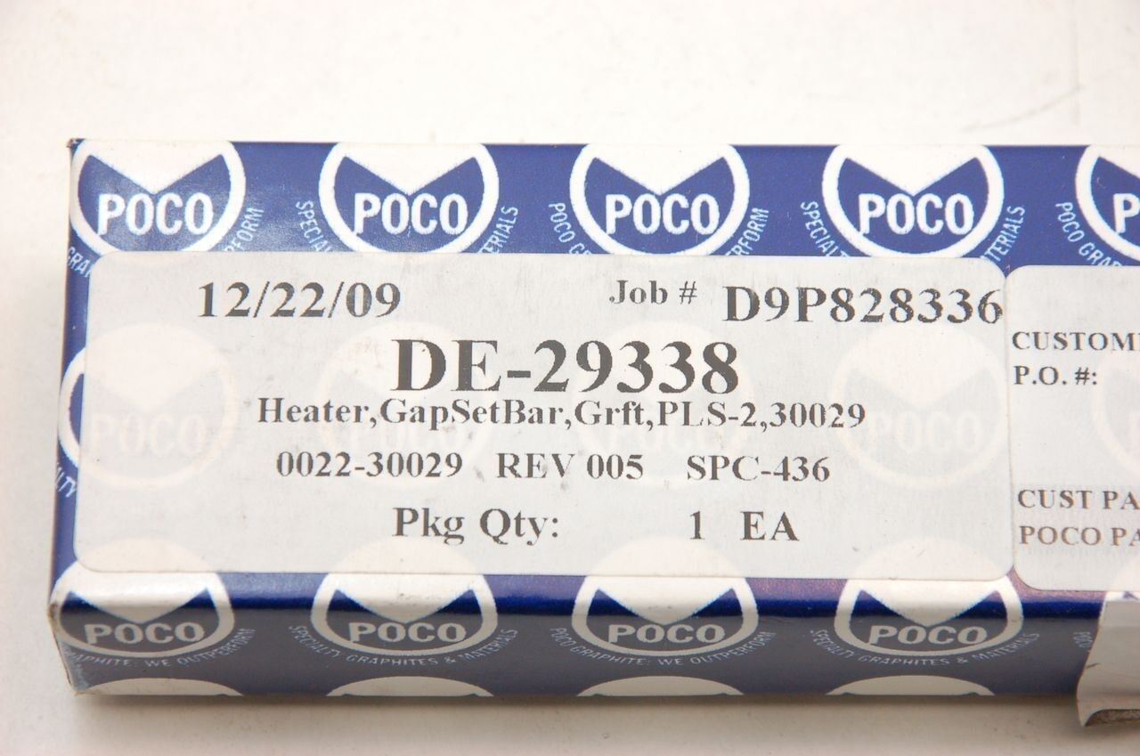 Poco Graphite Corp Gap Set Heater Bar DE-29338 Lot of 2 New