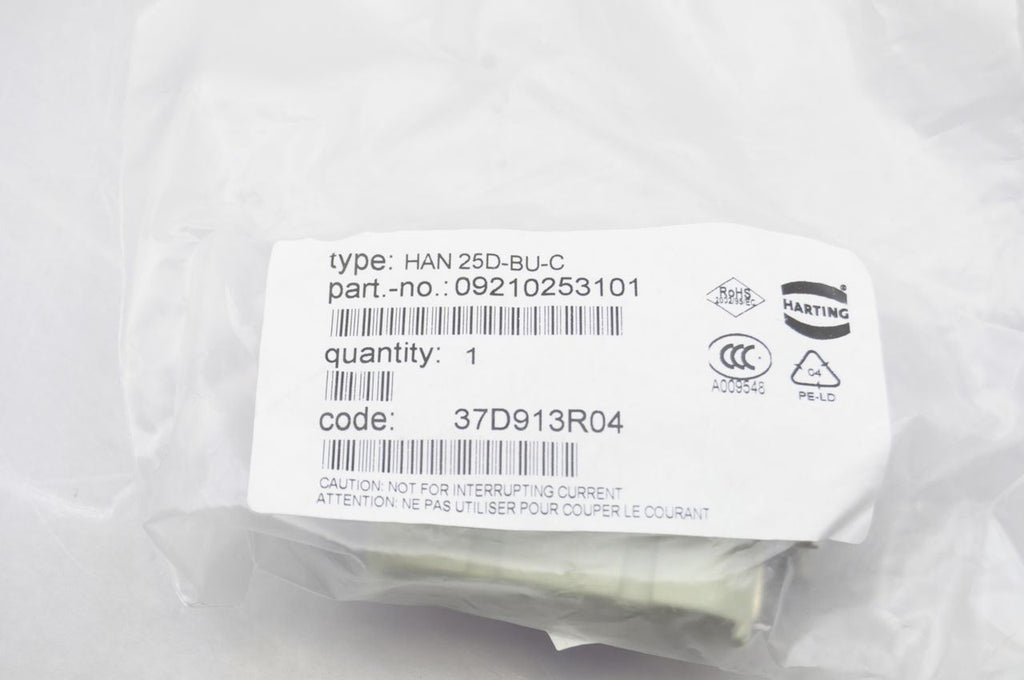 Harting 16A-gs-M25 Connector Kit With 25-Position Insert And Pins NEW