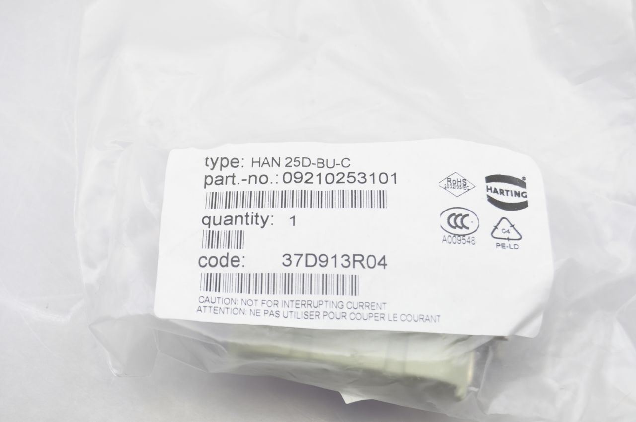 Harting 16A-gs-M25 Connector Kit With 25-Position Insert And Pins NEW