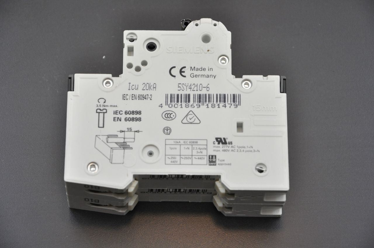 Siemens Circuit Breaker 5SY42 MCB B10 10A Lot Of 10