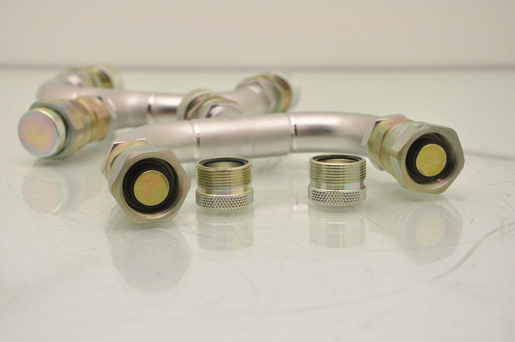 Lot 2 U-Shaped Piping Fixtures Compressed Helium Quick Connects Sealed SS P5400