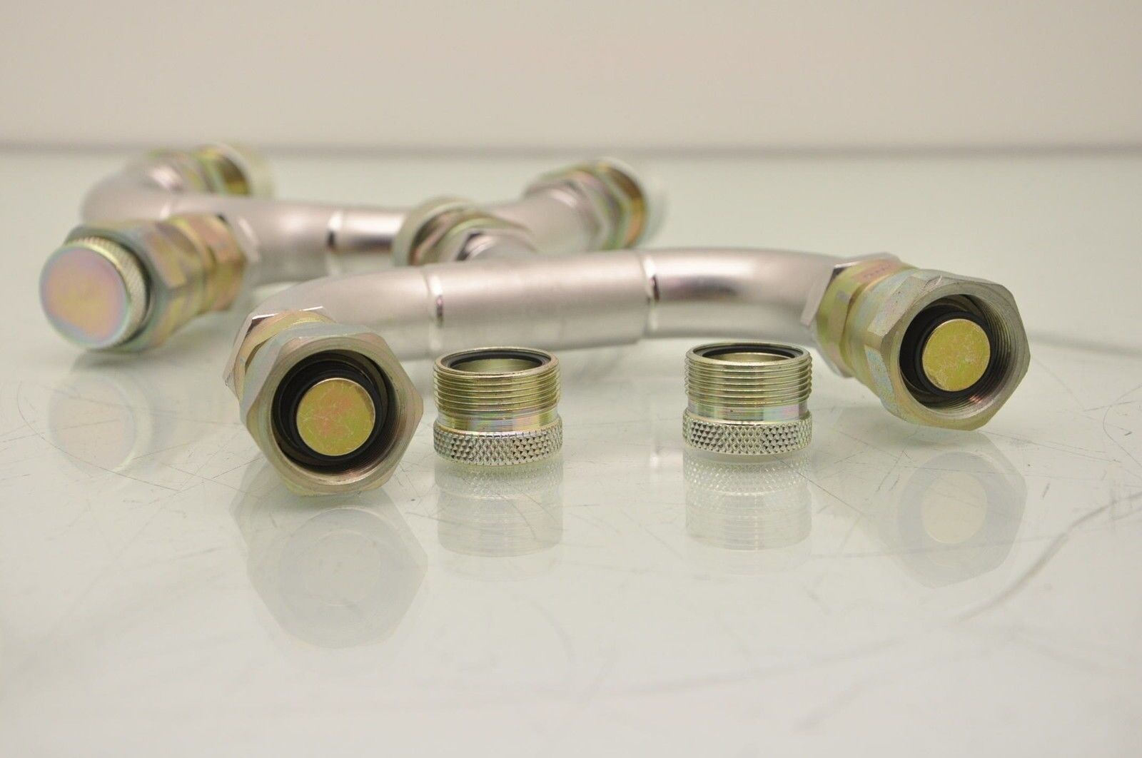 Lot 2 U-Shaped Piping Fixtures Compressed Helium Quick Connects Sealed SS P5400