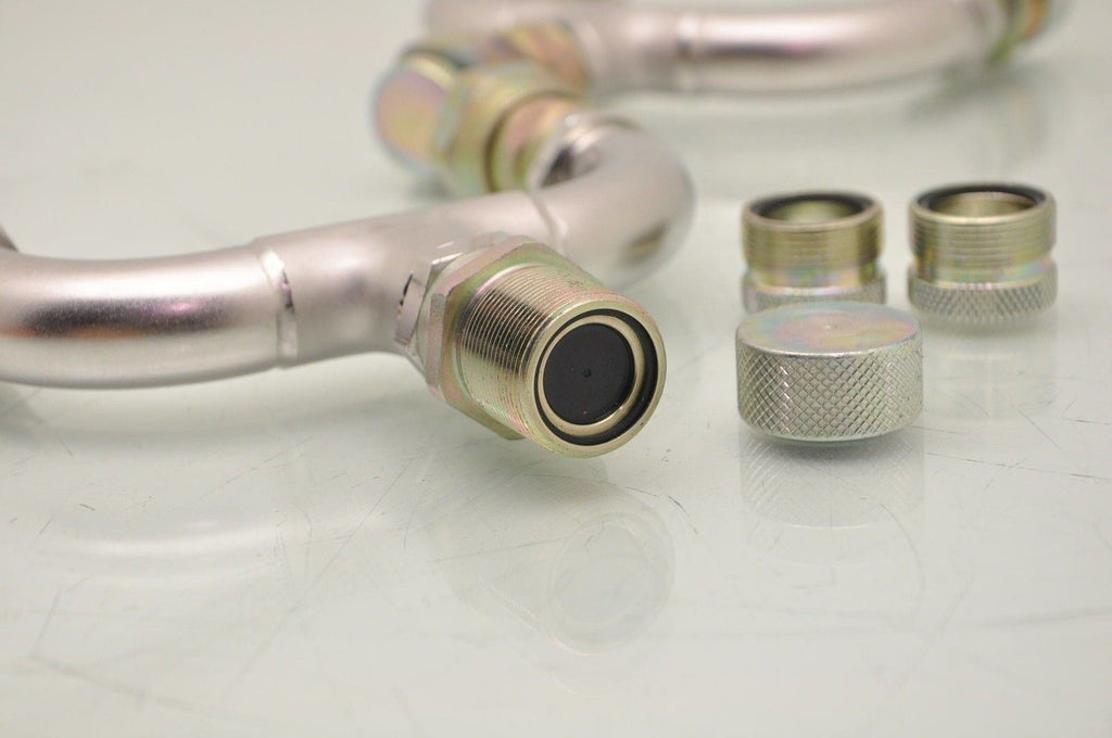 Lot 2 U-Shaped Piping Fixtures Compressed Helium Quick Connects Sealed SS P5400