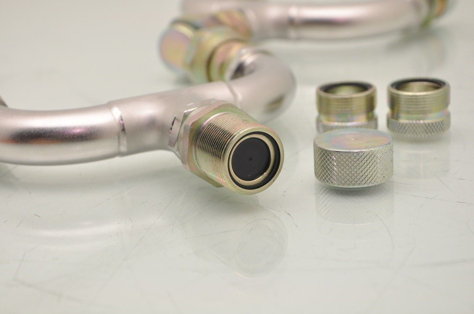 Lot 2 U-Shaped Piping Fixtures Compressed Helium Quick Connects Sealed SS P5400