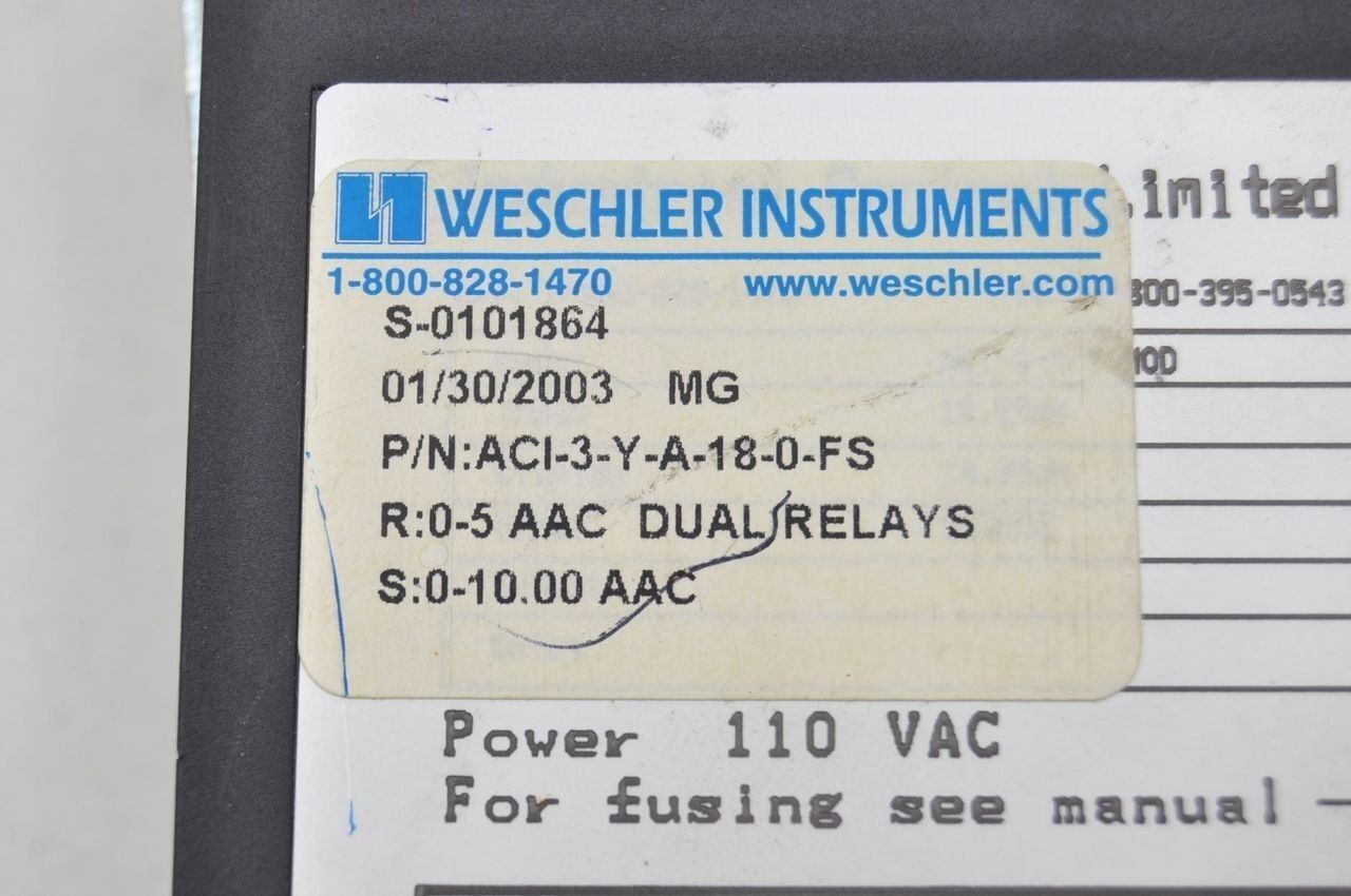 Weschler Instruments ACI-3-Y-A-18-0-FS Panel Display Dual Relays