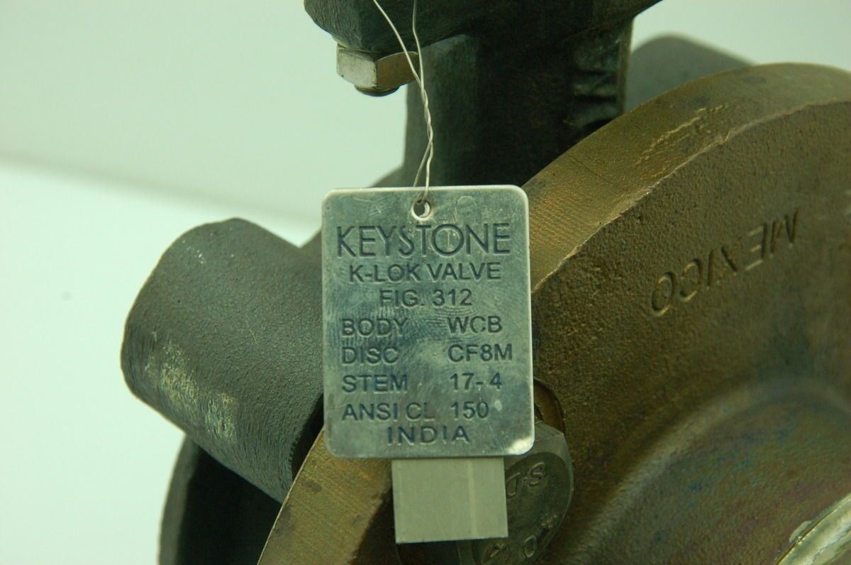 Keystone K Lock Butterfly Valve Fig.312 W/ 2 Nibco 3" Female Solder Cup Flanges