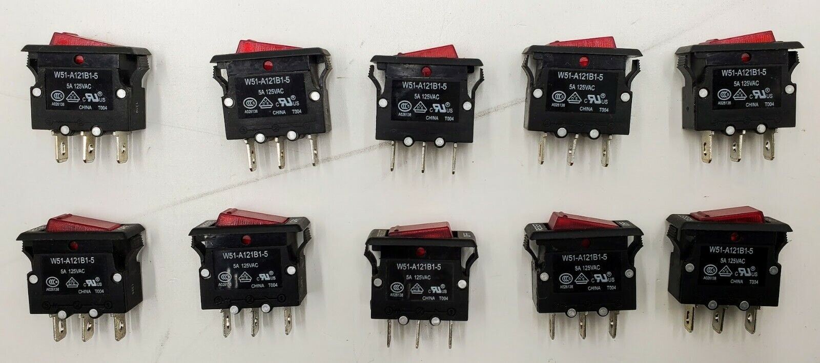 Lot of 10 Tyco Potter & Brumfield W51-A121B1-5 Thermal Circuit Breaker 5A 125VAC