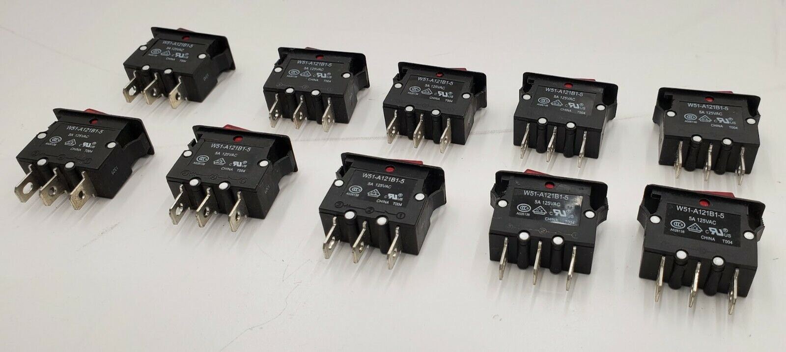 Lot of 10 Tyco Potter & Brumfield W51-A121B1-5 Thermal Circuit Breaker 5A 125VAC