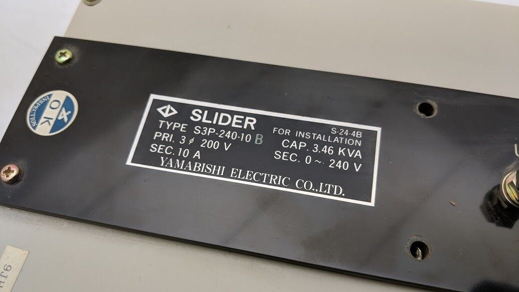 YAMABISHI ELECTRIC S3P-240-10 B Volt Slider 2V 10A 3 Phase Powerstat Variac 240V