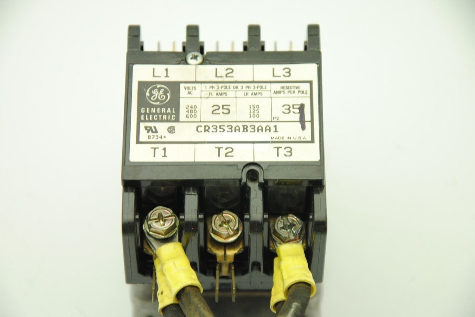 GE CR353AB3AA1, Definite Purpose Contactor, 25A 600V 1-3PH