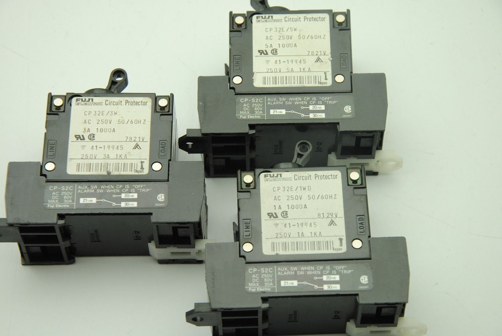 FUJI ELECTRIC Lot of 3 CP32E Circuit Protectors 3Amp, 5Amp, 1Amp