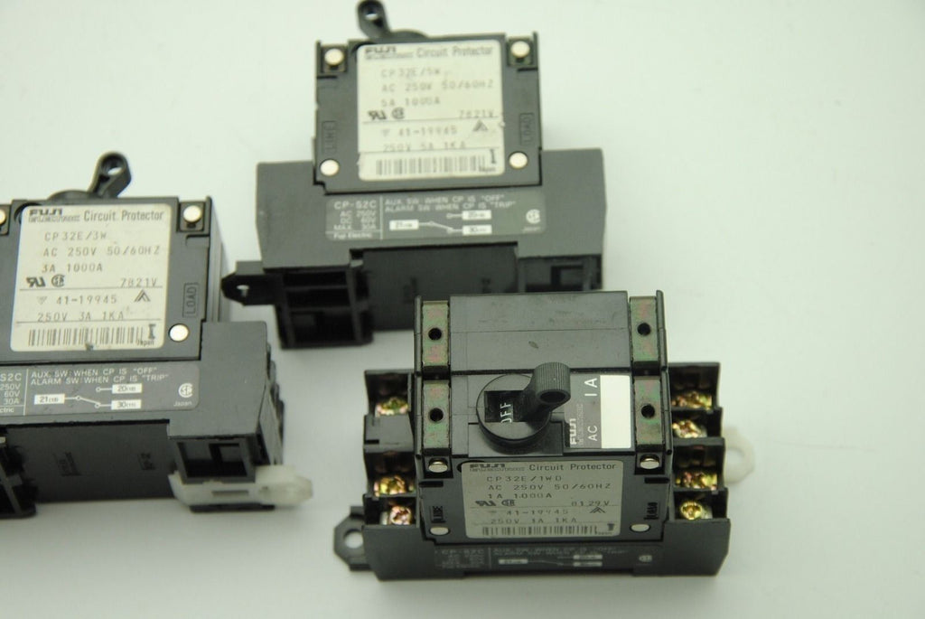 FUJI ELECTRIC Lot of 3 CP32E Circuit Protectors 3Amp, 5Amp, 1Amp
