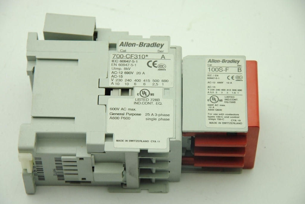 Allen Bradley Guardmaster 700S-CF620DC 230-690V 20A Contactor 110VAC Coil 100S-F