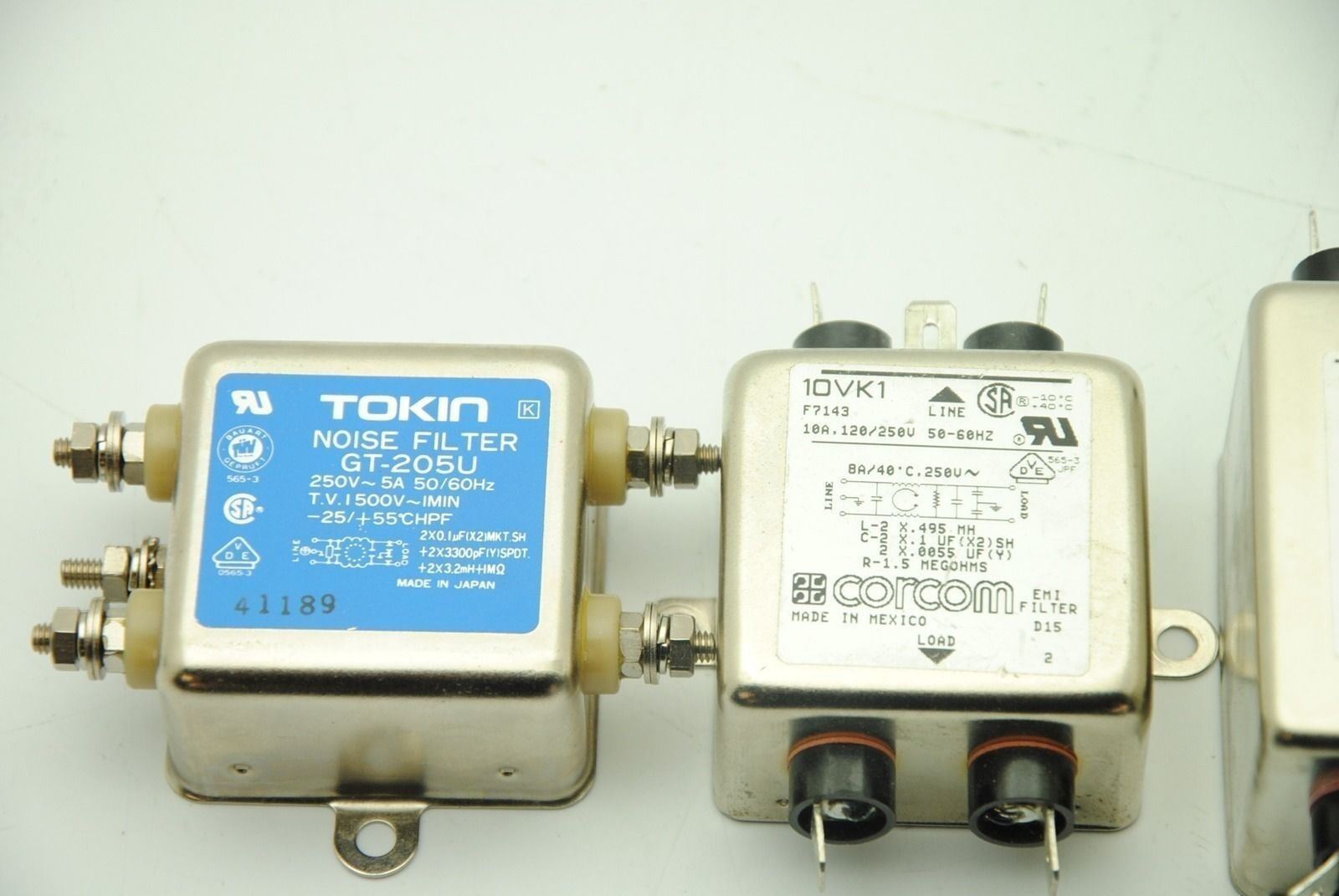 Lot of 3 Noise Filters, CORCOM 10VK1, CORCOM 10VR1, TOKIN GT-205U