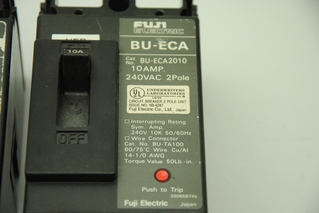 Fuji BU-ECA, 2-Pole Circuit Breakers, Lot of 2, One 10A & One 5A