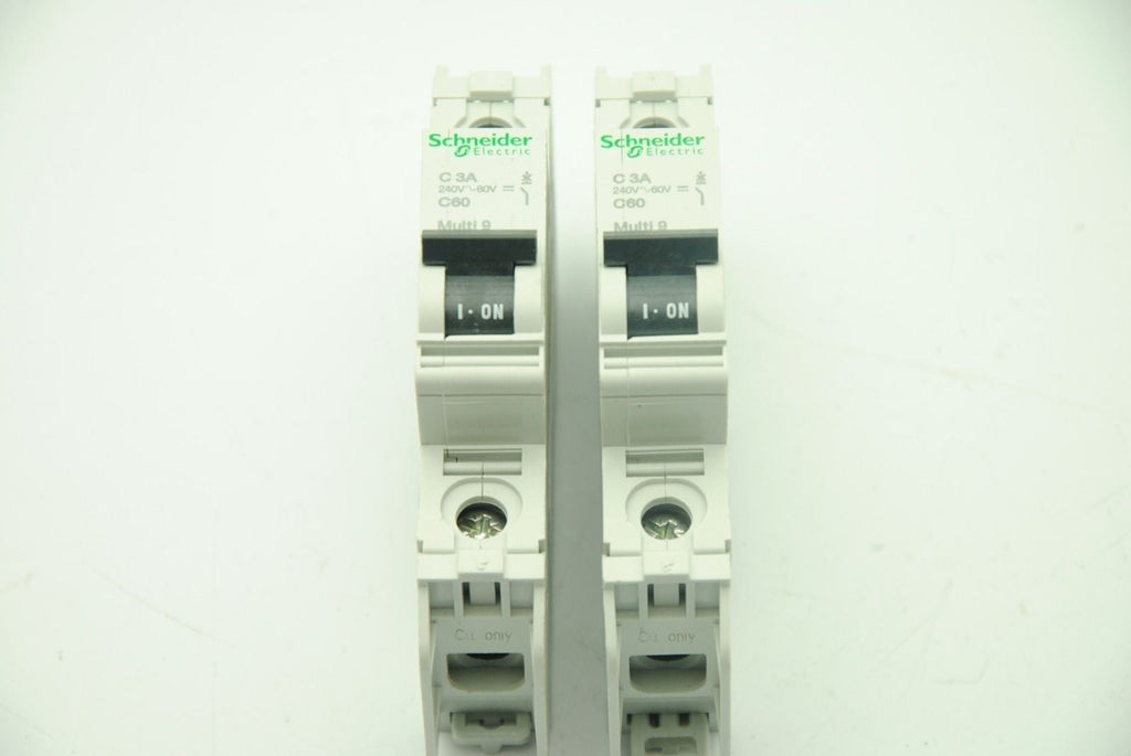 Lot of 2x SCHNEIDER C 3A Single-Pole Circuit Breaker C60 Multi 9 Series 60104