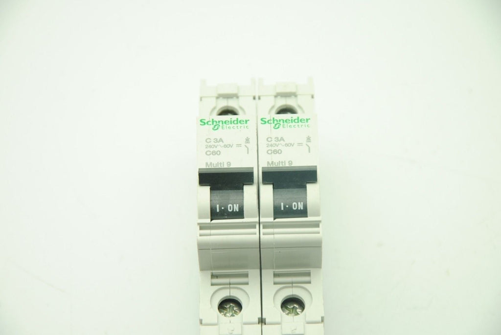Lot of 2x SCHNEIDER C 3A Single-Pole Circuit Breaker C60 Multi 9 Series 60104