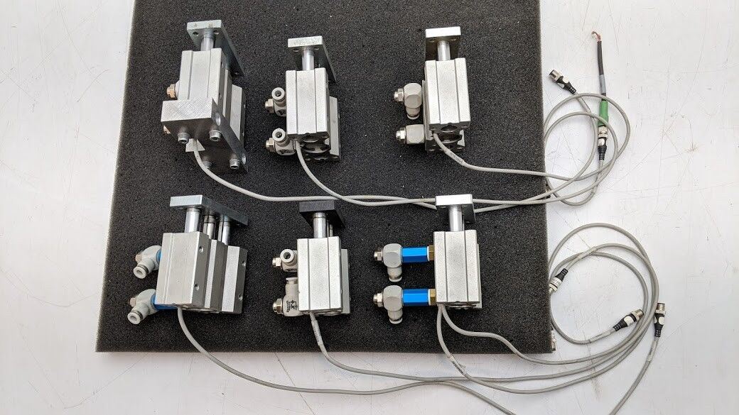 LOT of 6 SMC EMGQM 20-20 Guided Pneumatic Slide Cylinder 20mm travel 6mm ports