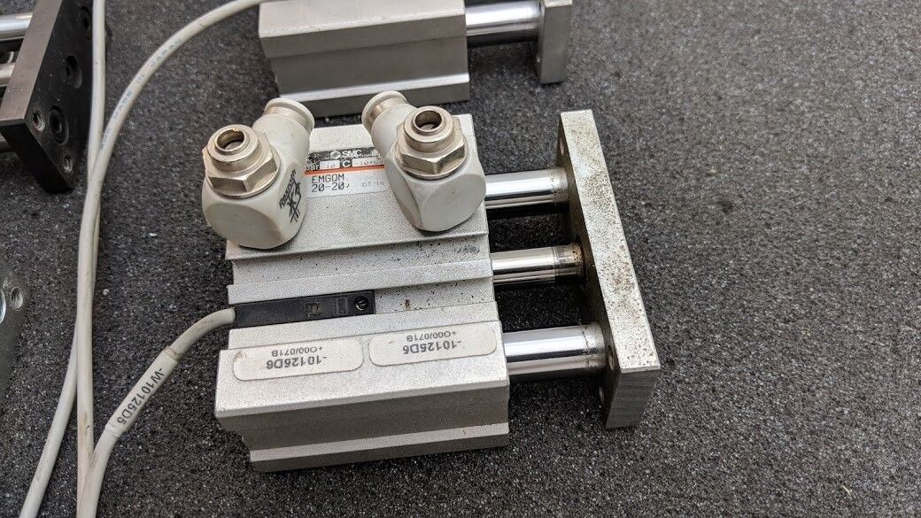 LOT of 6 SMC EMGQM 20-20 Guided Pneumatic Slide Cylinder 20mm travel 6mm ports