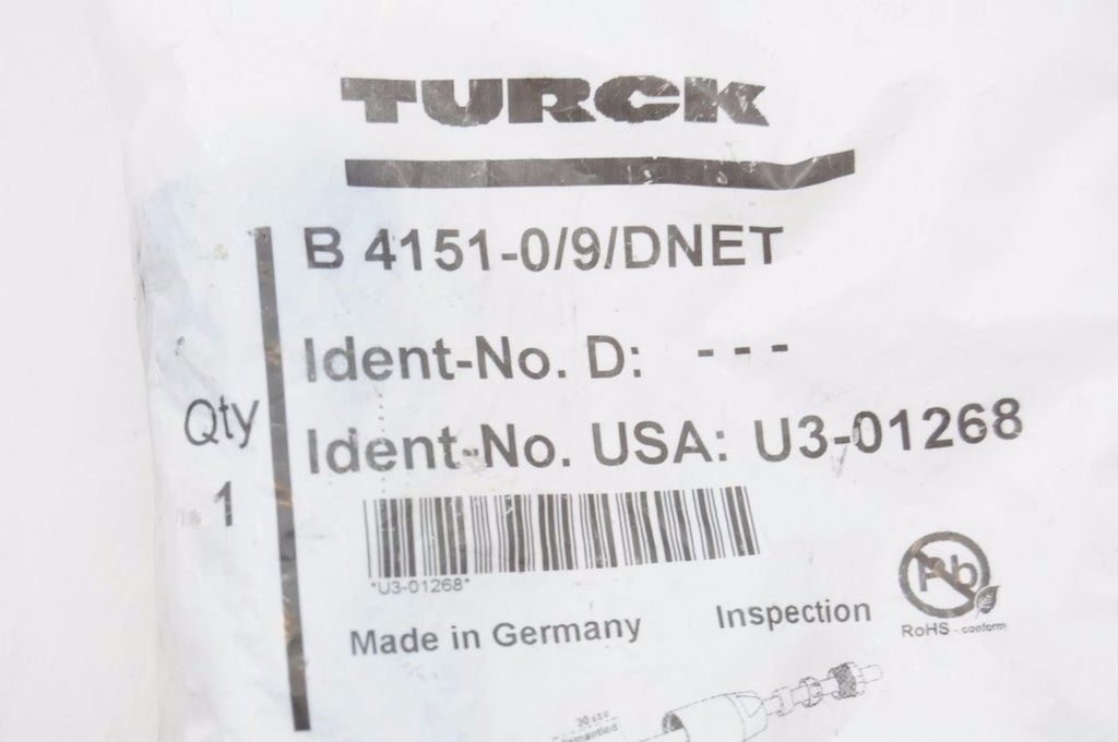 Turck U3-01273 5-Pin Male And U3-01268 5-Pin Female Mated Connectors NEW
