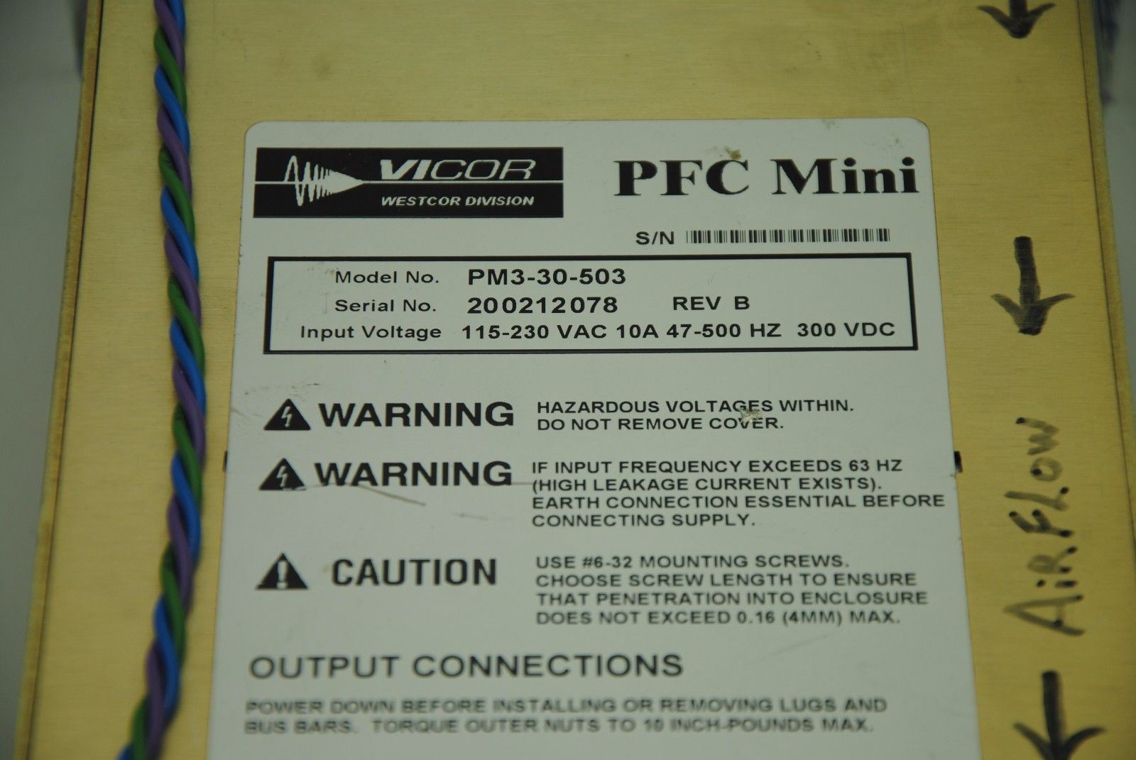 Vicor PM3-30-503, Power Supply, 115-230VAC 10A, Lot of 2