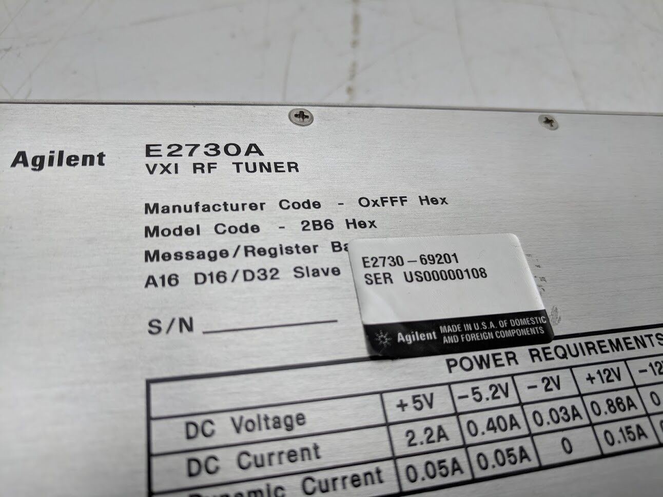 Agilent HP VXI E2730A  VXI 20-2700 MHz RF Tuner Parts Or Repair Unit E