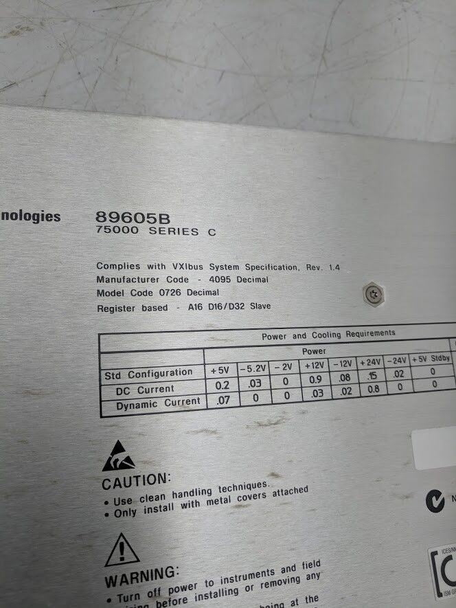 HP Agilent 89605B Input/Calibration Vector Signal Module 75000 Series C VXI