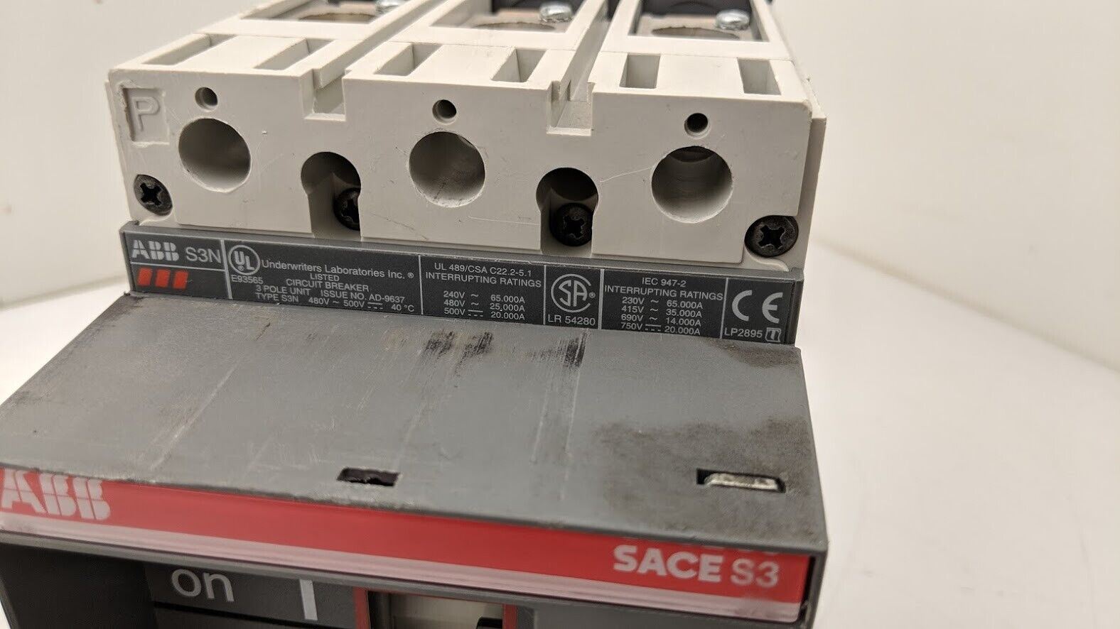 ABB S3N 225 AMP 3 Pole Circuit Breaker Aux Switch 3A Self Test Working Pull