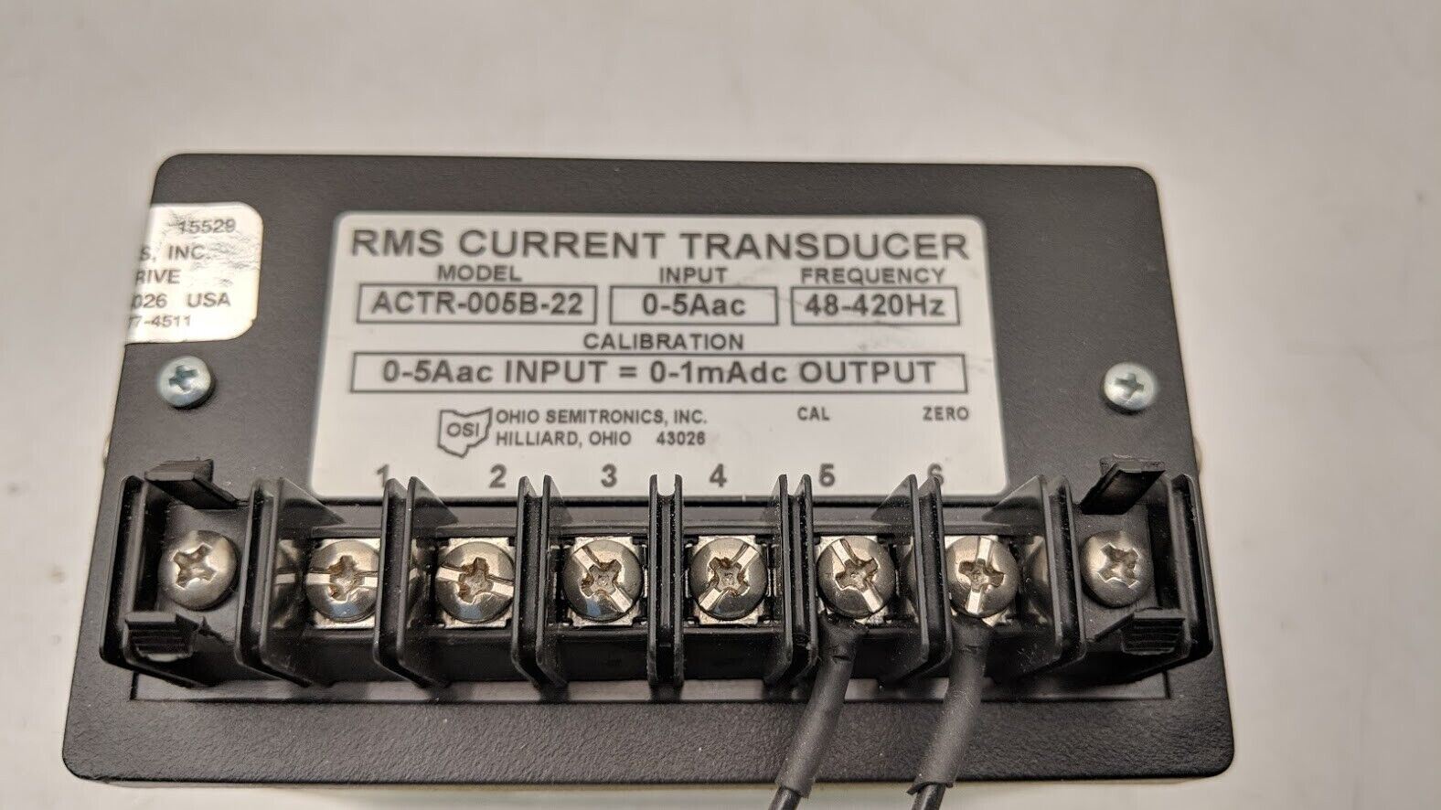 OSI Ohio Semitronics RMS Current Transducer ACTR-005B-22 0-5A In 48-420Hz 230VAC