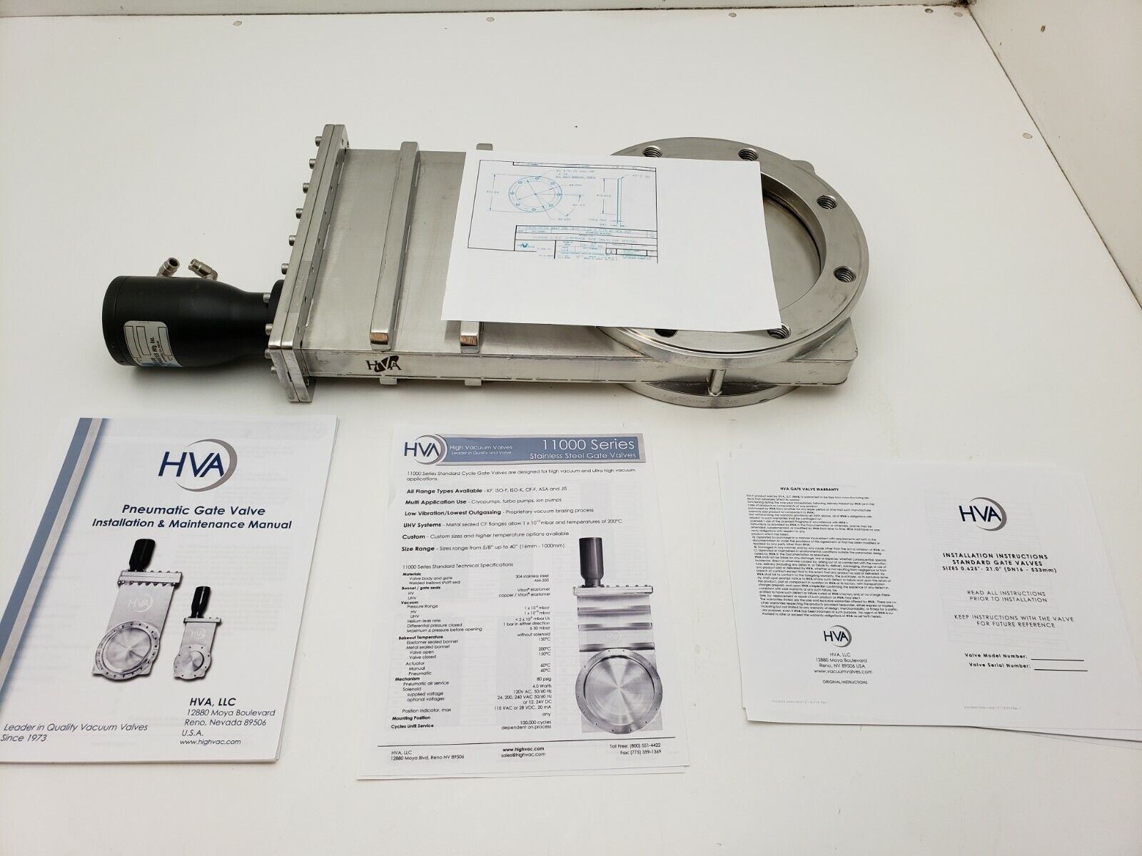 High Vacuum Apparatus 8" Stainless Steel Pneumatic Air Gate Valve Series 11000