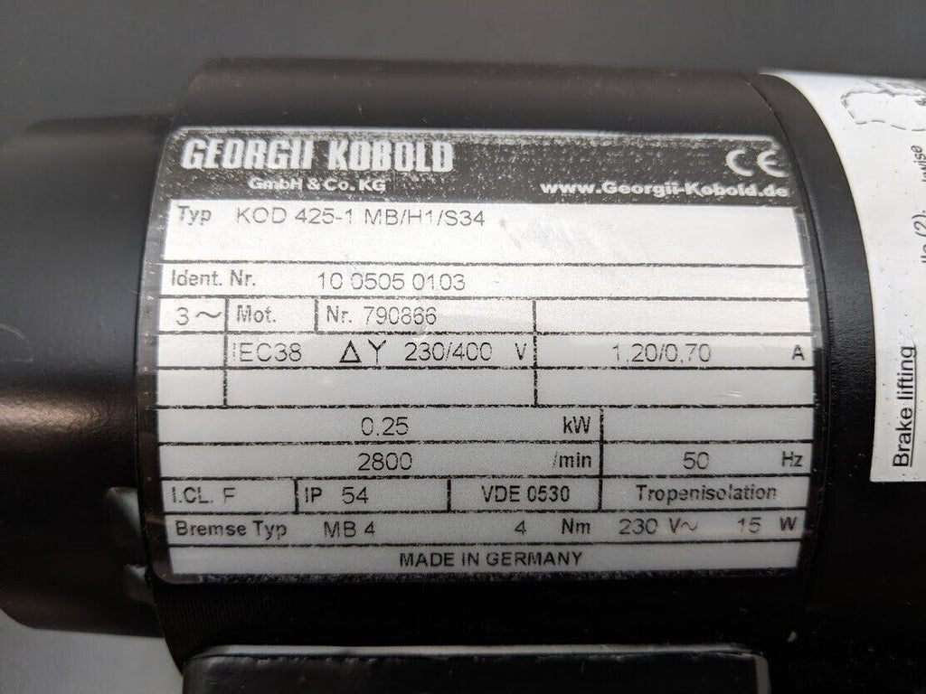 Georgii Kobold KOD 425-1 MB/H1/S34 3PH 230/400VAC New