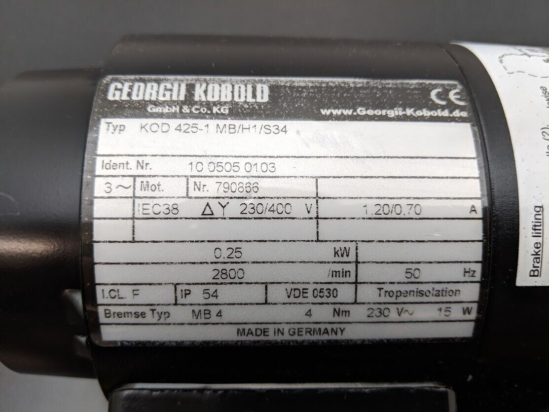 Georgii Kobold KOD 425-1 MB/H1/S34 3PH 230/400VAC New