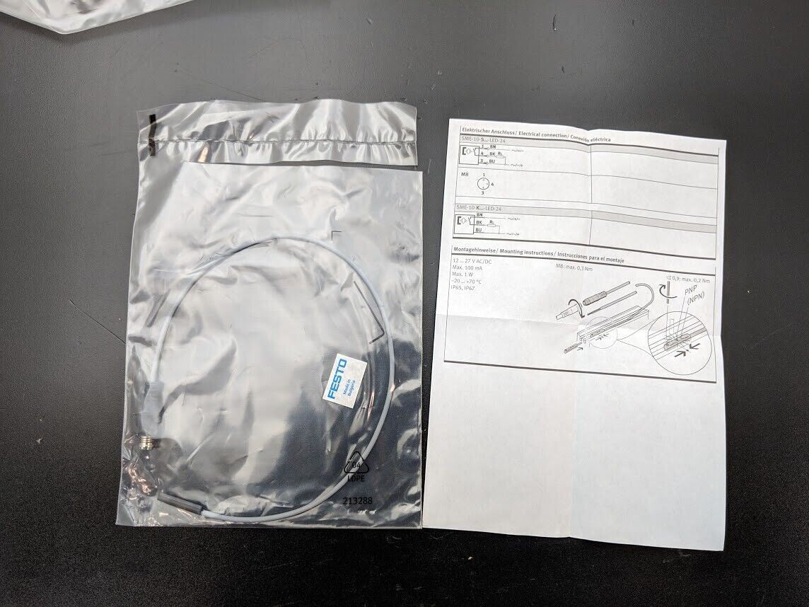Festo SME-10-SL-LED-24 173 212 Magnetic Reed Proximity Sensor Switch 3 Wire NEW