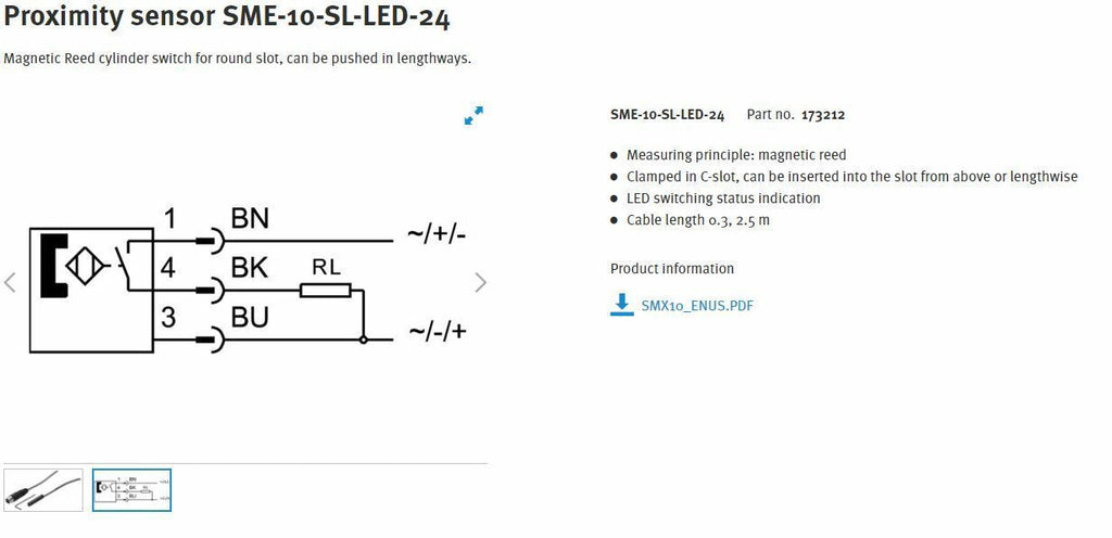 Festo SME-10-SL-LED-24 173 212 Magnetic Reed Proximity Sensor Switch 3 Wire NEW